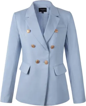 Womens Double Breasted Blazer Ladies Jacket Work Suit