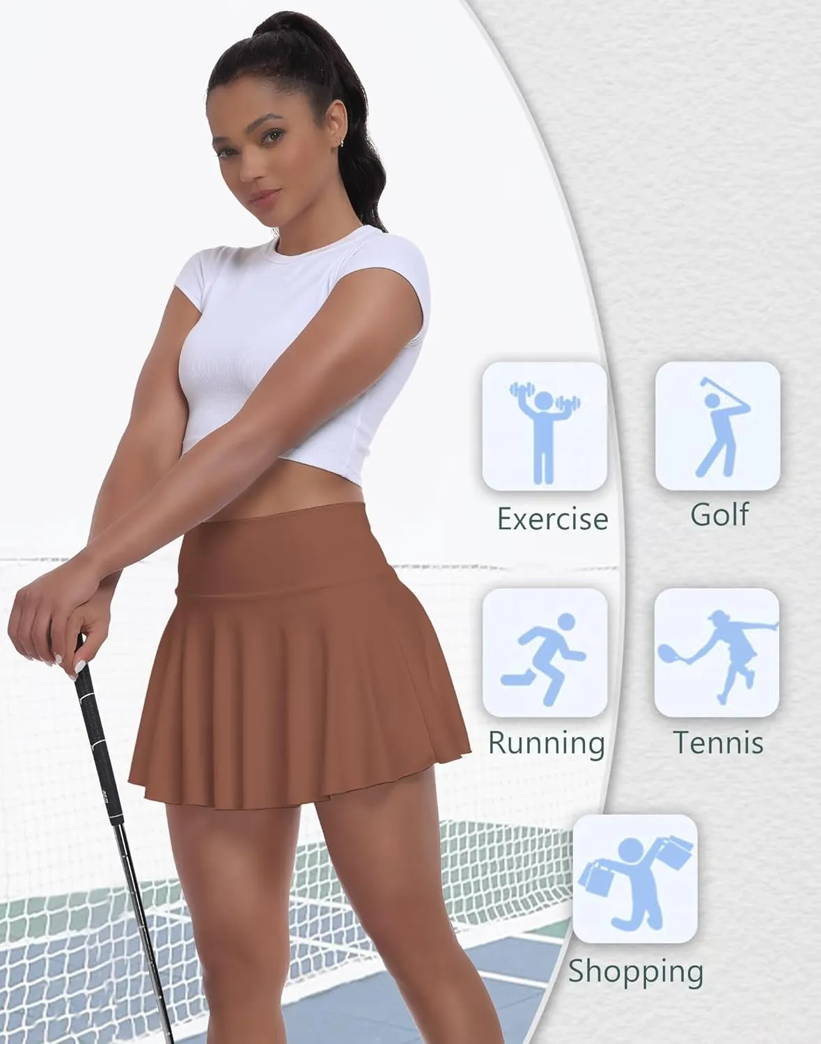 Womens Tennis Skirt with Built-in Shorts High Waisted Pleated Golf Skirts for Women Skater Uniform Cheer Skirt