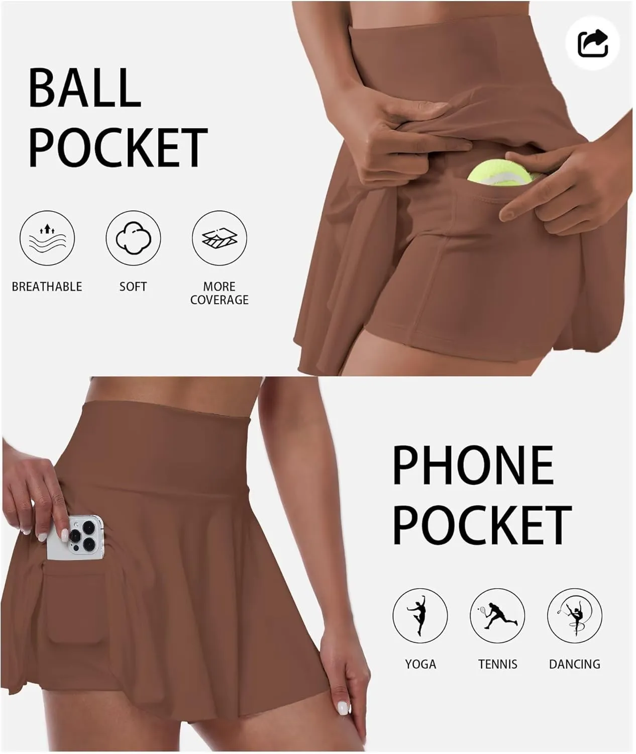 Womens Tennis Skirt with Built-in Shorts High Waisted Pleated Golf Skirts for Women Skater Uniform Cheer Skirt