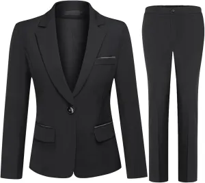 YUNCLOS Women's 2 Piece Office Lady Business Suit Set Slim Fit Blazer Pant