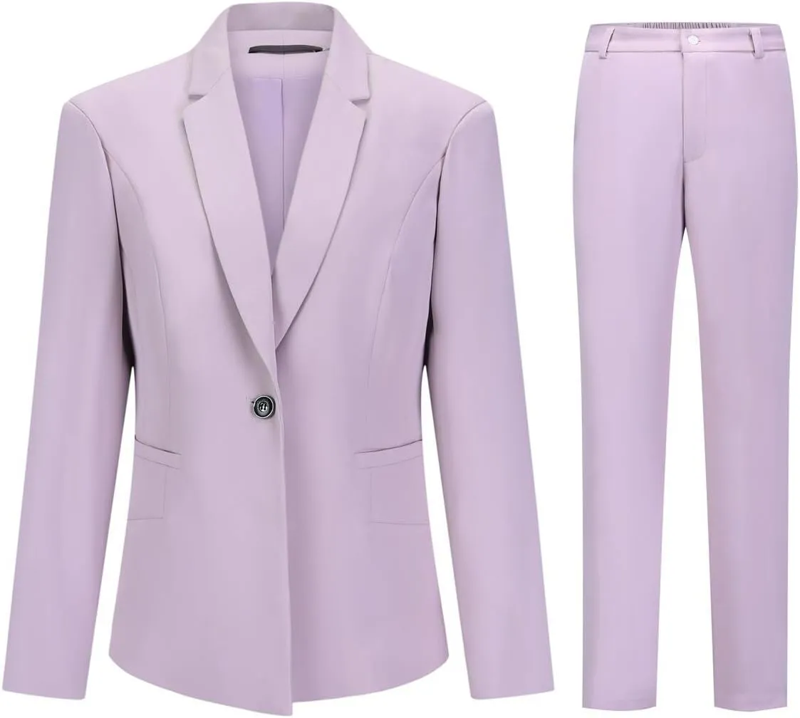 YUNCLOS Women's 2 Piece Office Lady Business Suit Set Slim Fit Blazer Pant